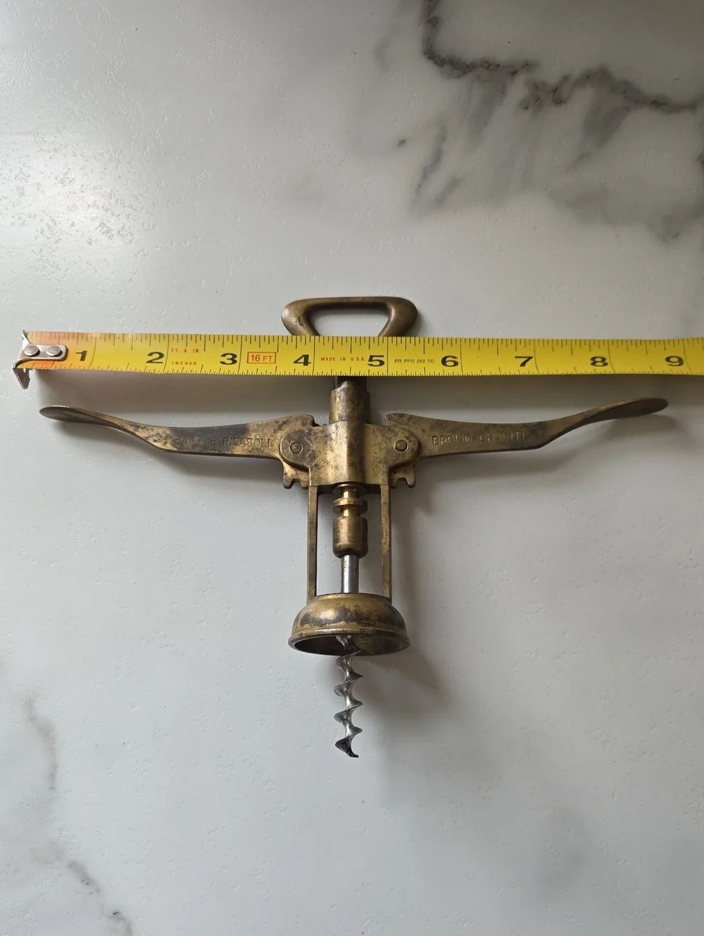 Antique Brass Winged Corkscrew - Brass Wine Opener Finish Made In Italy